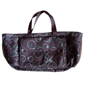 TRAVEL TOTE CARRY ON BAG GEOMETRIC BROWN WATER PROOF CANVAS